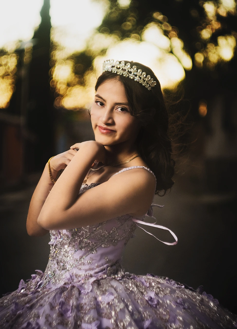 Vestido de XV años Lila en parque